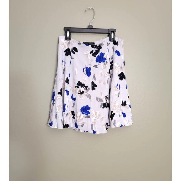 Banana Republic Dresses & Skirts - Banana Republic White Floral Midi Skirt with Blue & Black Accents